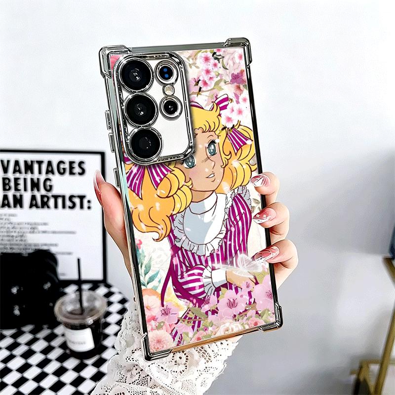 Anime Candy Candy Plating Phone Case For Samsung Galaxy S24 S25 FE S26 Edge S23 Ultra S22 S21 Plus S20 Anti-Fall Airabag Cover