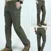 Men Solid Color Quick Dry Thin Multi-pocket Long Cargo Pants Outdoor Trousers