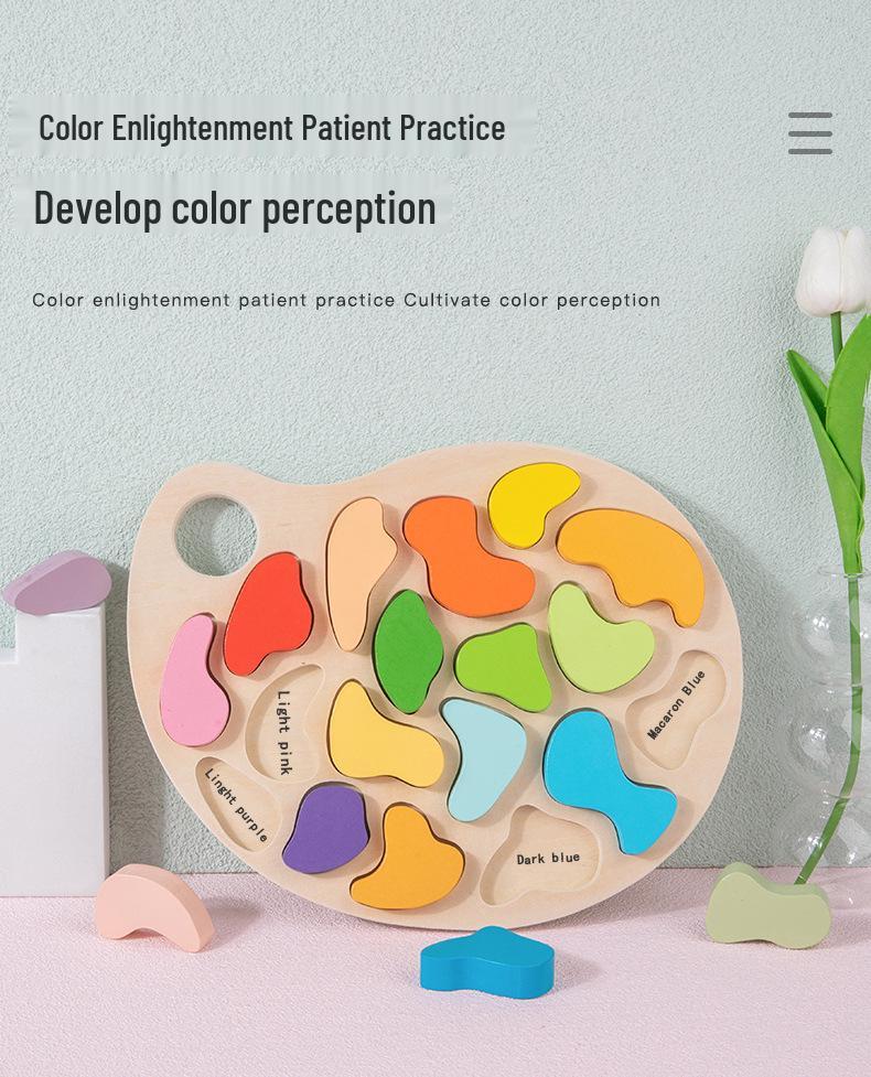 Rainbow Wooden Color Recognition Puzzle for Early Education and Child Development