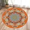 Round Mandala Pattern Area Rug Boho Art Style Mat Non Slip Stain Resistant Soft Comfortable for Living Room Bedroom Home Decor