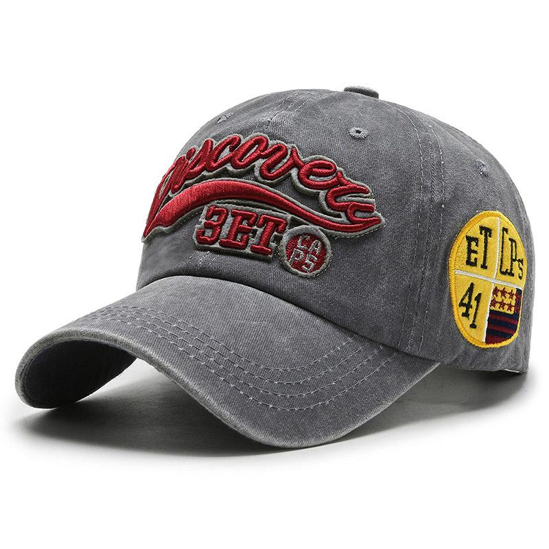 

Hat Men s Washed Cloth Baseball Cap Embroidered Cap Street Outdoor Sun Hat Spring and Autumn Sun Hat Adjustable серый