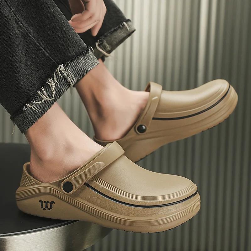Fashion 2025 Men's Anti-slip Sandals Chef Shoes Men Working shoes waterproof fashion Garden Shoes Clogs For Beach Slippers