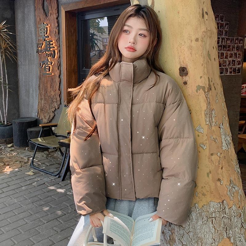Down cotton-padded clothes for women's winter loose small cotton-padded jackets thickened short gypsy stars hot diamond jackets