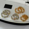 Contrasting color full diamond earrings k real gold electroplating light luxury high-end earrings niche design high-end earrings