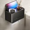 Punch-Free Tissue Holder Wall Mounted Aluminum Tissue Storage Box Multifunctional Mobile Phone Storage Rack Household