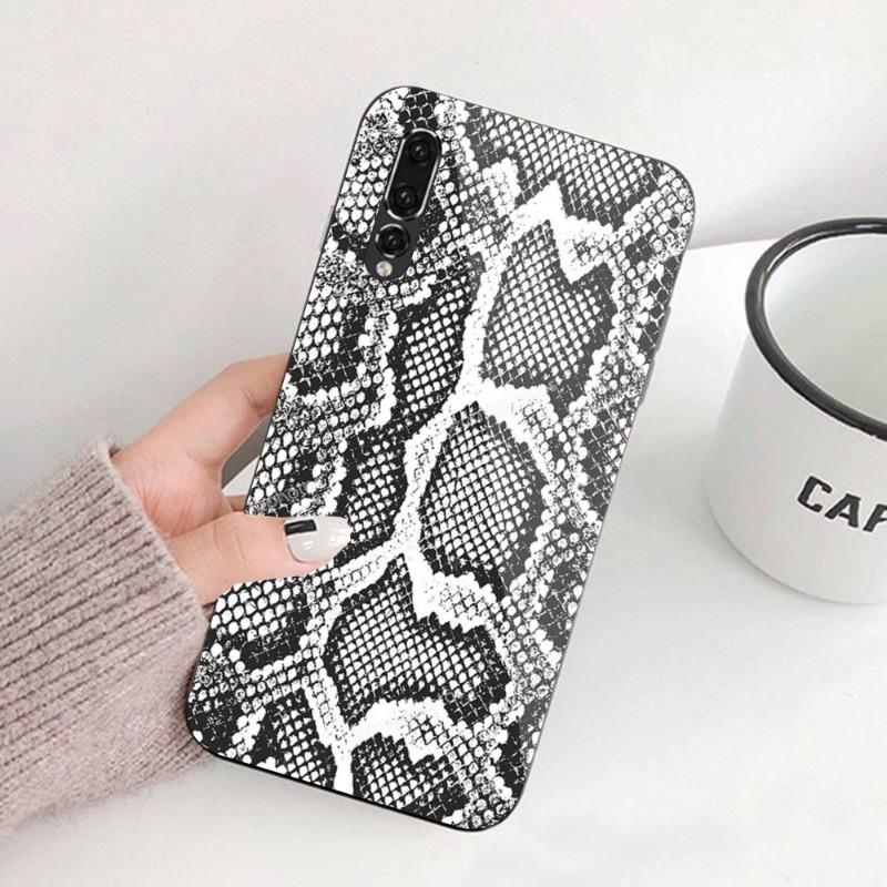 Pouzdro na telefon Snake Skin pro Huawei P50 P40 P30 P20 Pro Mate 40 30 20 Pro Nova 9 8 7 PC Skleněný kryt telefonu