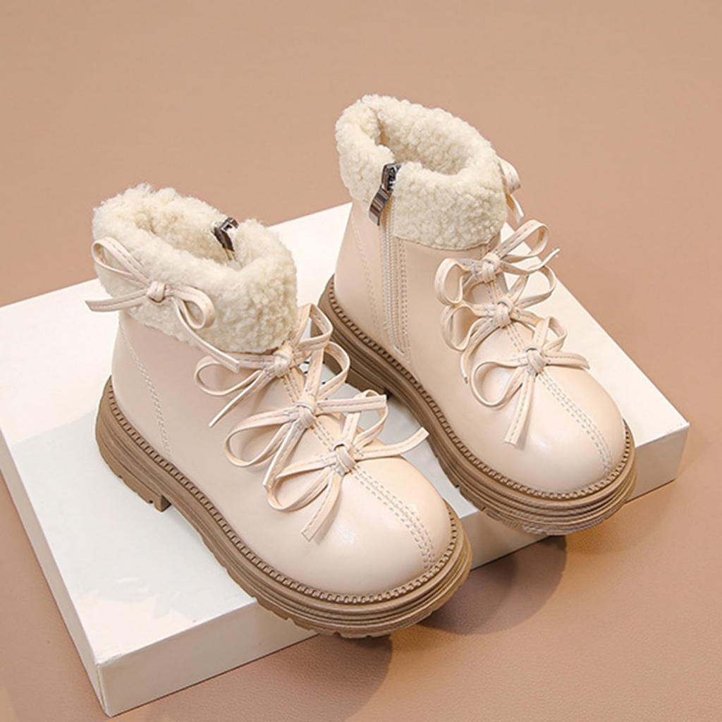 British- Snow Boots For Girls With Side Zipper, Ruffle Detailing, And Padded Interior