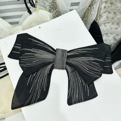 Bow Tie With Safety Pins Organza Bow Appliques Chiffon Removeable 3D Bow Appliques 3D Large 3D Bow Patch Dressmaking