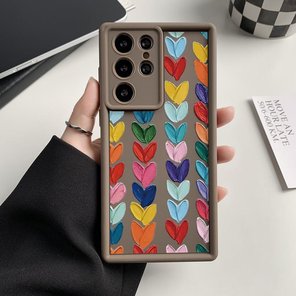 Soft Case For Samsung A55 5G S25 Ultra S24 FE A54 A16 A15 A53 A35 A34 A14 A13 A06 A05 A05s A33 A25 S23 S22 Plus Love Heart Cover