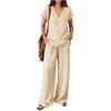 Fashionable And Sexy Women's Spring And Summer Retro Elastic Waist Strap Linen Suit Women's Fashion Color Casual Two-piece Set