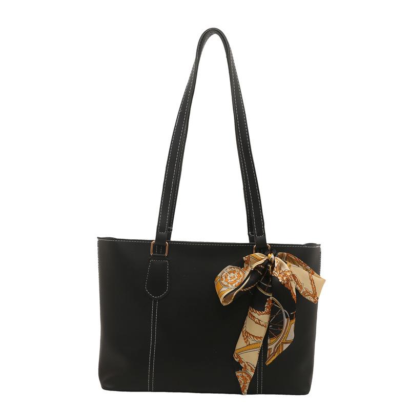 Niche Casual Tote Bag Simple Ins Solid Color Large-capacity Bag Women's Bag New Trendy Shoulder Bag Portable School Bag