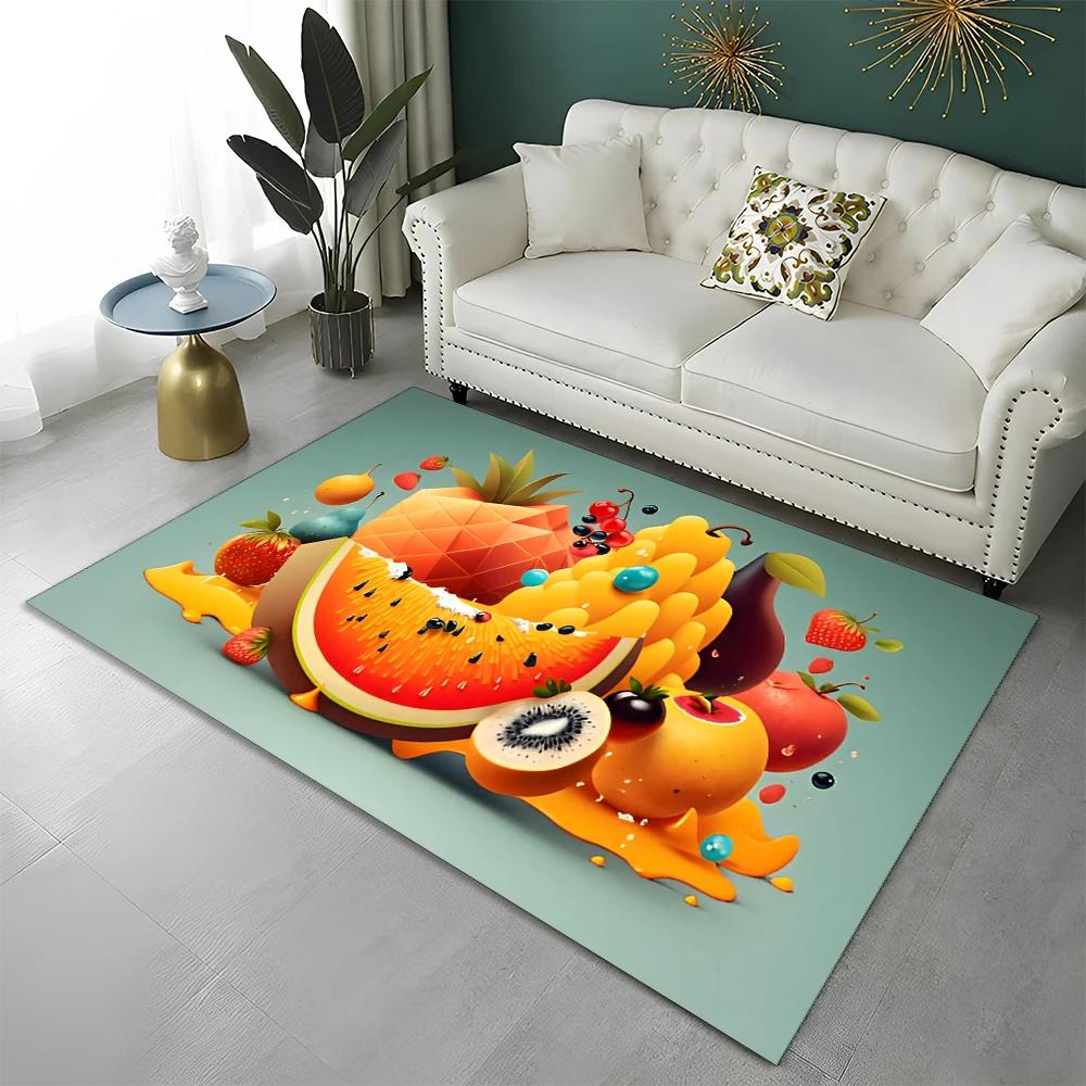 3D Cute Fruit Cartoon HD Carpet Rug for Home Living Room Bedroom Sofa Kitchen Doormat Decor,Child Area Rug Non-slip Floor Mat