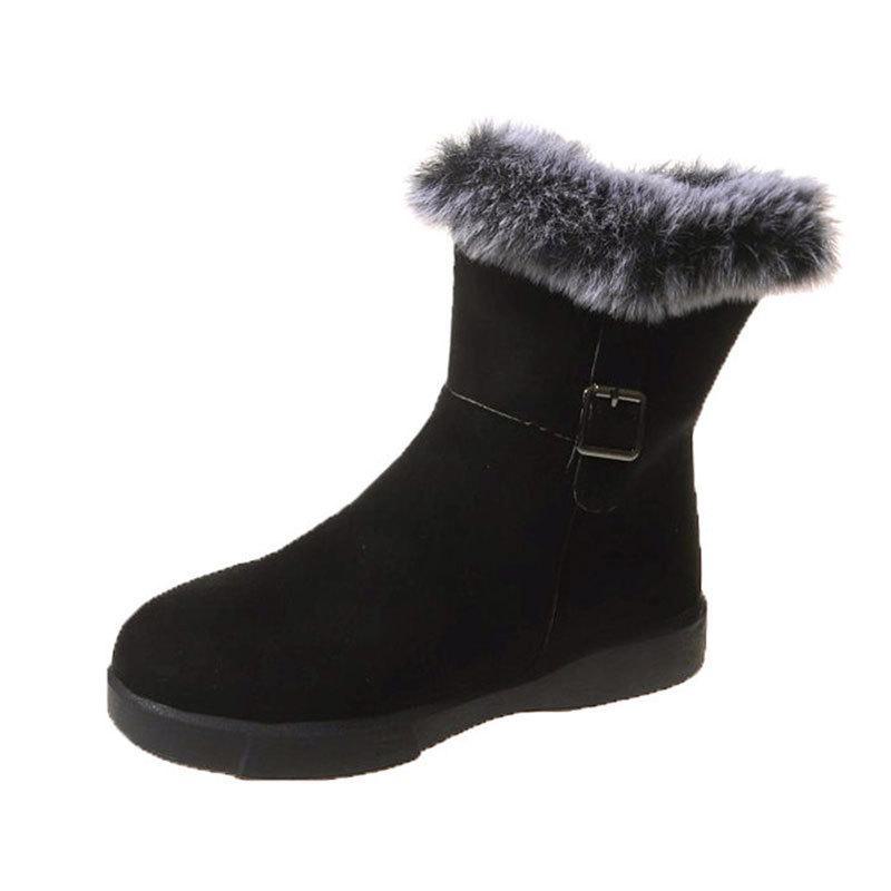 Women's  Retro Suede Fur Snow Boots: Soft, Non-Slip, Short, Velvet-Lined, Thick Warm Cotton.