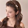 Fashionable Women's Pearl Rhinestone High Crown Wave Headband Anti-slip Hair Clip Head Accessory