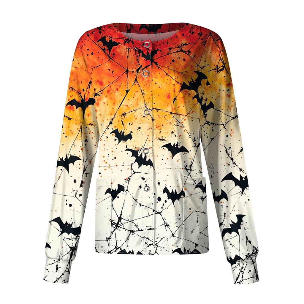 Dámské ležérní oblečení s dlouhým rukávem, jednořadové halloweenské oblečení s potiskem Cardigan Top oblečení Uniformy