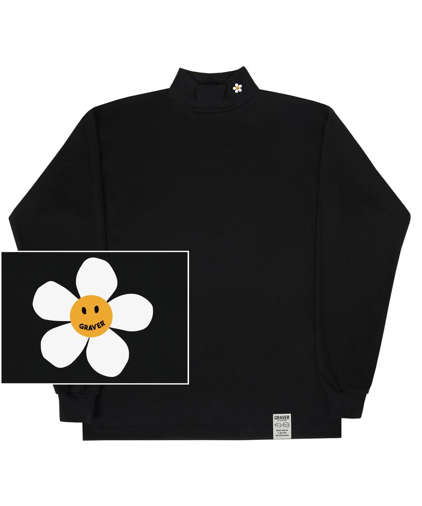 GRAVER [Unisex] Small Flower Turtleneck Sweatshirt_2 Types