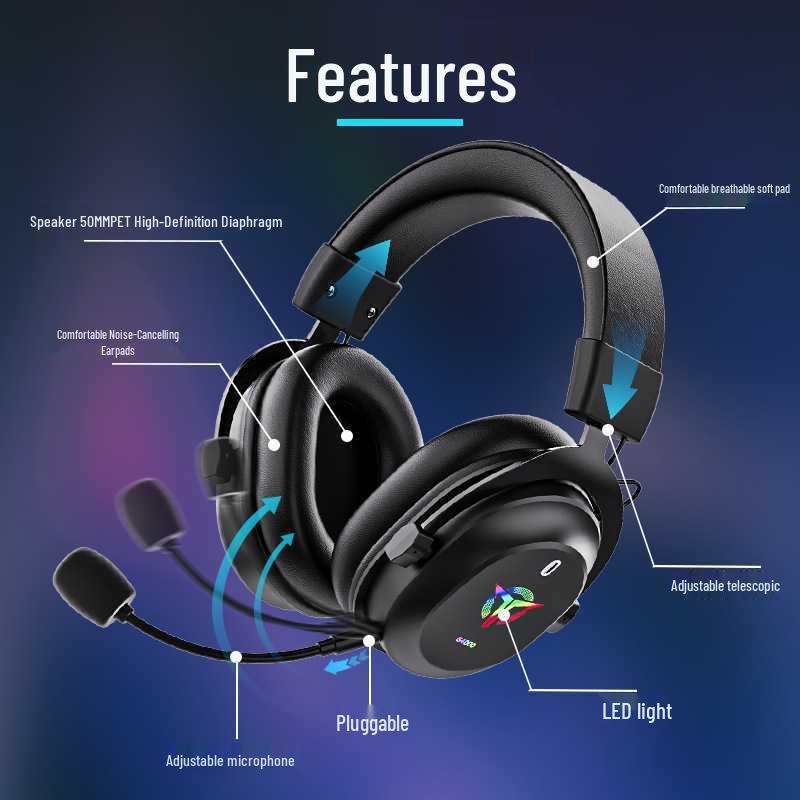 Cross-border Noise Cancelling Wireless Bluetooth Gaming Headset with Ultra-long Battery Life
