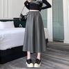 2024 Autumn/Winter New PU Leather Mid-Length Skirt - Versatile, Fashionable, Elastic Waist Umbrella Skirt for Women