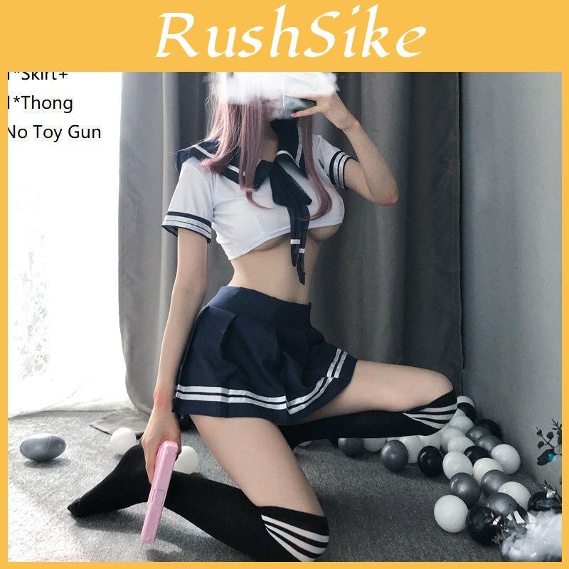Women's Sexy Cosplay Lingerie Student Uniform Set With Velcro Design Miniskirt Outfit
