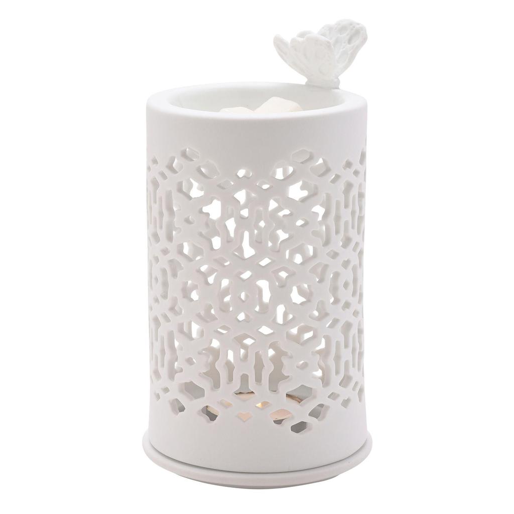 Hestia White Ceramic Wax Melt Burner With Butterfly