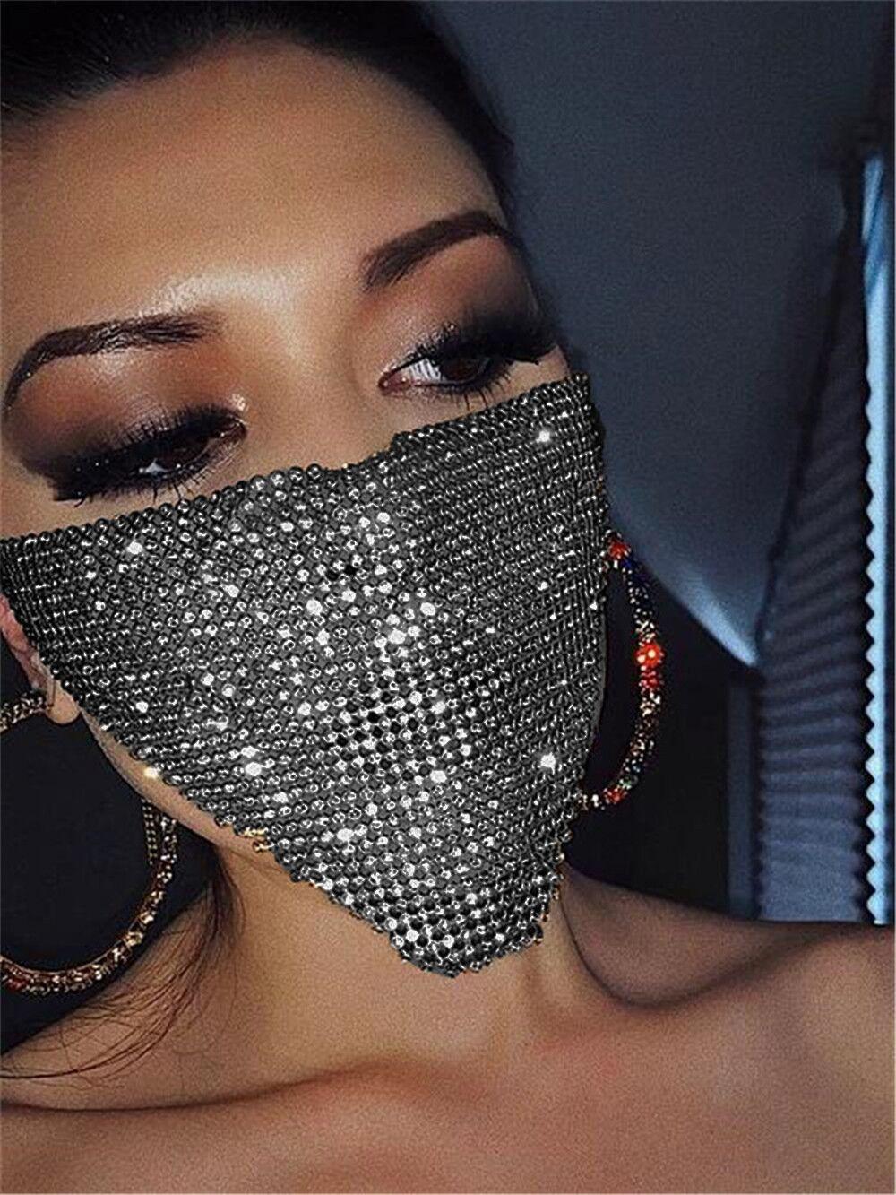 

1Pc Rhinestone Decorative Mask –Sparkly Metal Party Mask for Women,Glitter Masquerade Face Cover,Club Carnival Costume Accessory светло-серый