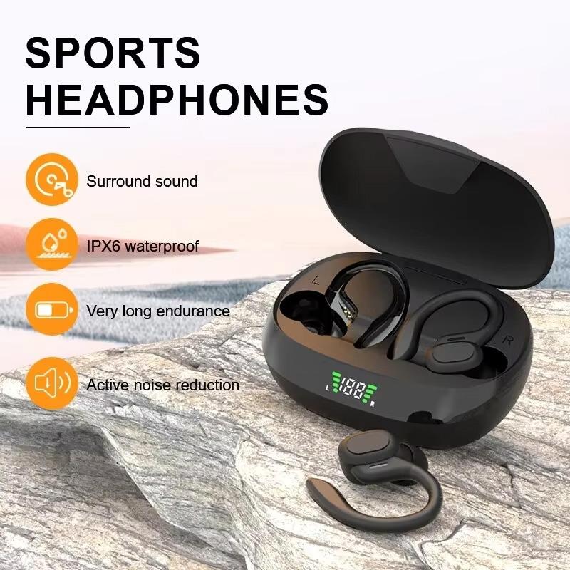 Bezprzewodowe słuchawki sportowe Bluetooth 5.3 IPX5 Słuchawki douszne Etui ładujące 300mAh Haczyki na uszy Słuchawki 3D HiFi Stereo Zestawy słuchawkowe