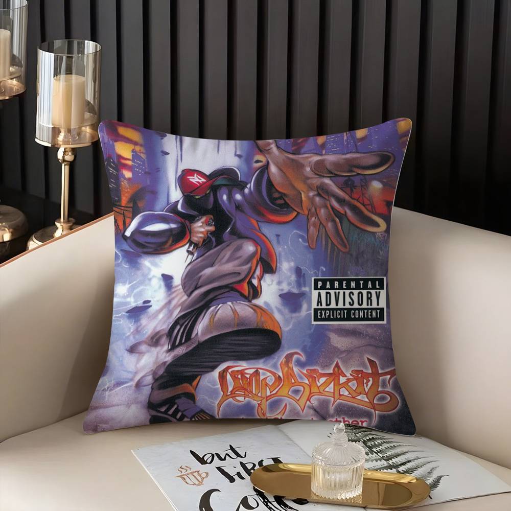 L-Limp Bizkit Music Pillow Case Home Dorm Chair Back Short Plush Double-sided Printing Office Nap Time Cushion Cover