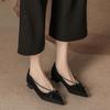 Microfiber suede fashion single shoes women's thick heels pointed bows retro temperament Mary Jane shoes are not tired