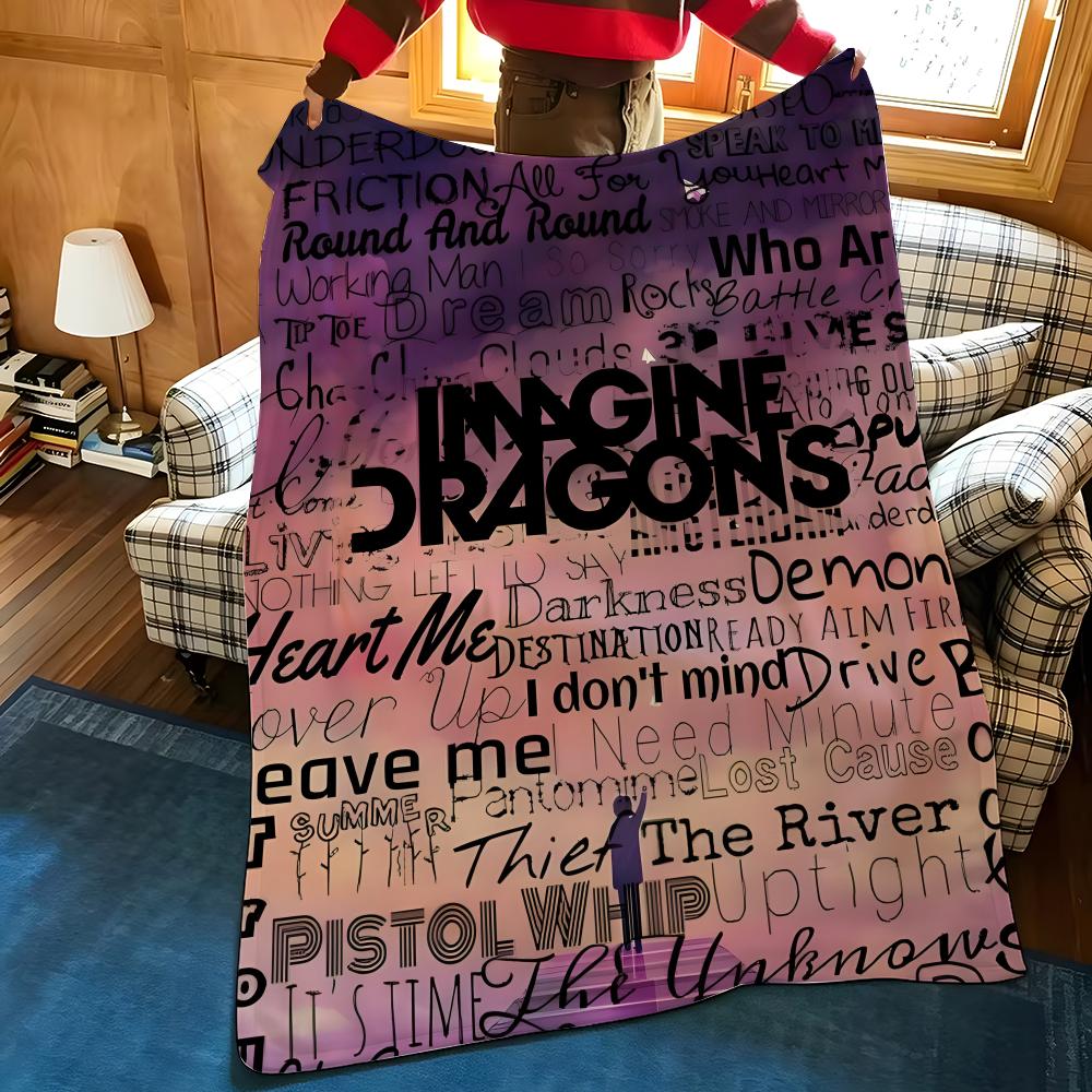 Music I-Imagine D-Dragons Throw Flannel Cozy Print Blanket, Portable, Durable Machine Washable cute Cool