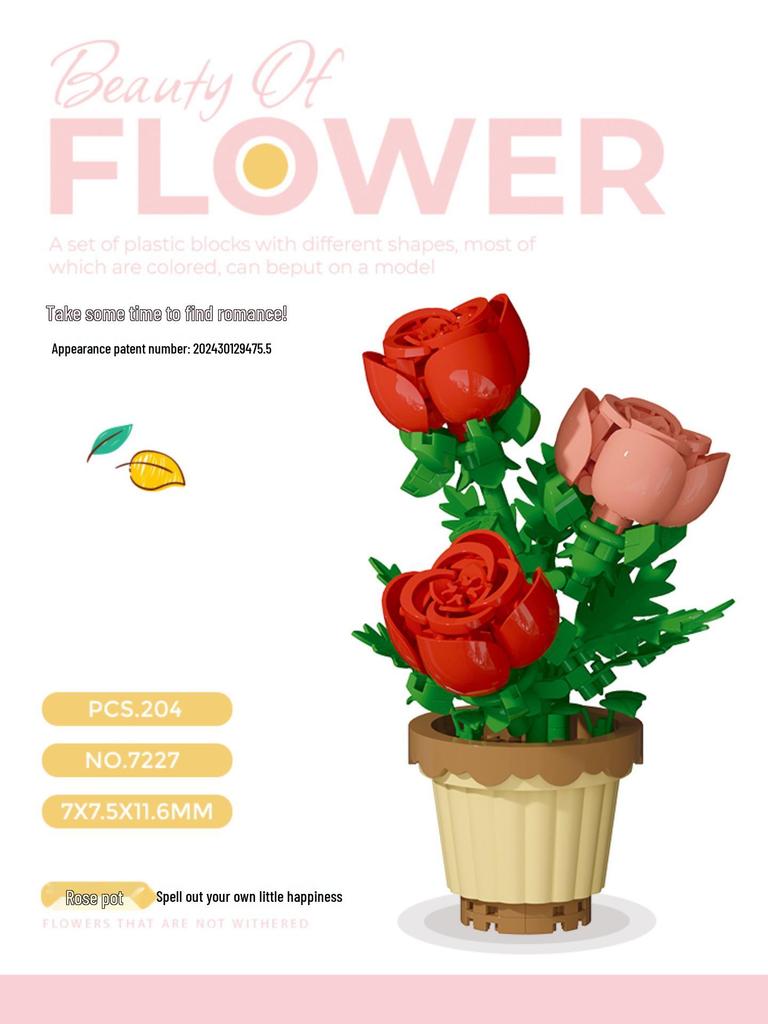 Rosa Eterna e Girasole Giocattolo da Costruzione - Fiori Freschi in Vaso per Regali di San Valentino e della Festa degli Insegnanti