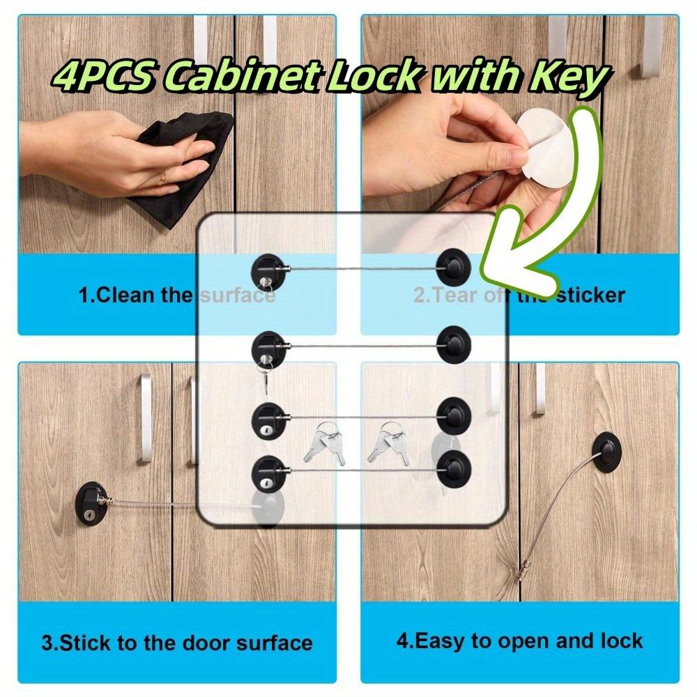 2pcs Self-Adhesive Mini Locks with Keys - Perfect for Refrigerators, Freezers & Drawer Doors, Black