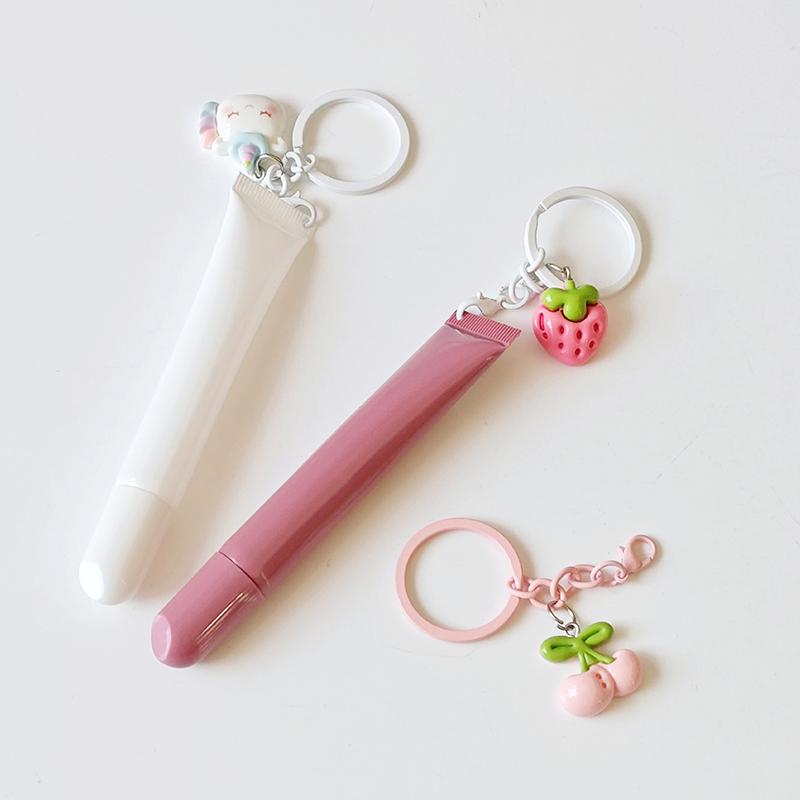 10/15Ml Empty Lipstick Tube With Keychain Pendant Squeeze Sub-Bottling Refillable Liquid Container Bottle Lipgloss Sample Bottle