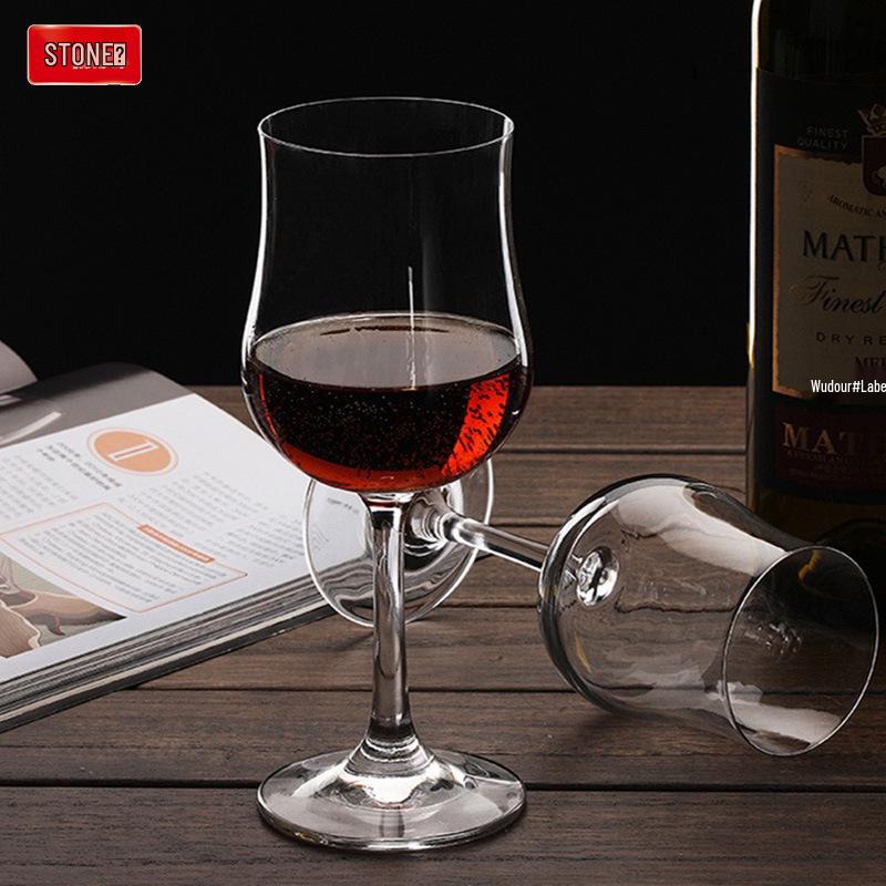 Shidao Tulip Crystal Wine Glass: High-Stemmed Glass for Spirits & Red Wine, Ideal for Home & Bar Use