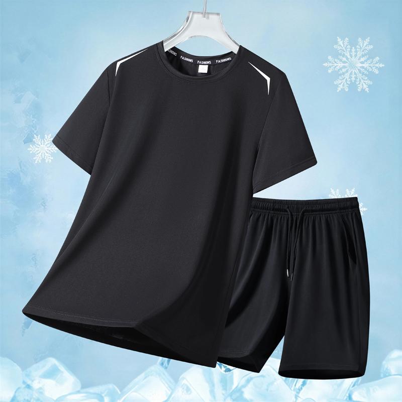 Short-sleeved Quick-drying T-shirt Ice Silk Quick-drying Short-sleeved Printed Breathable Mesh Round Neck T-shirt For Men