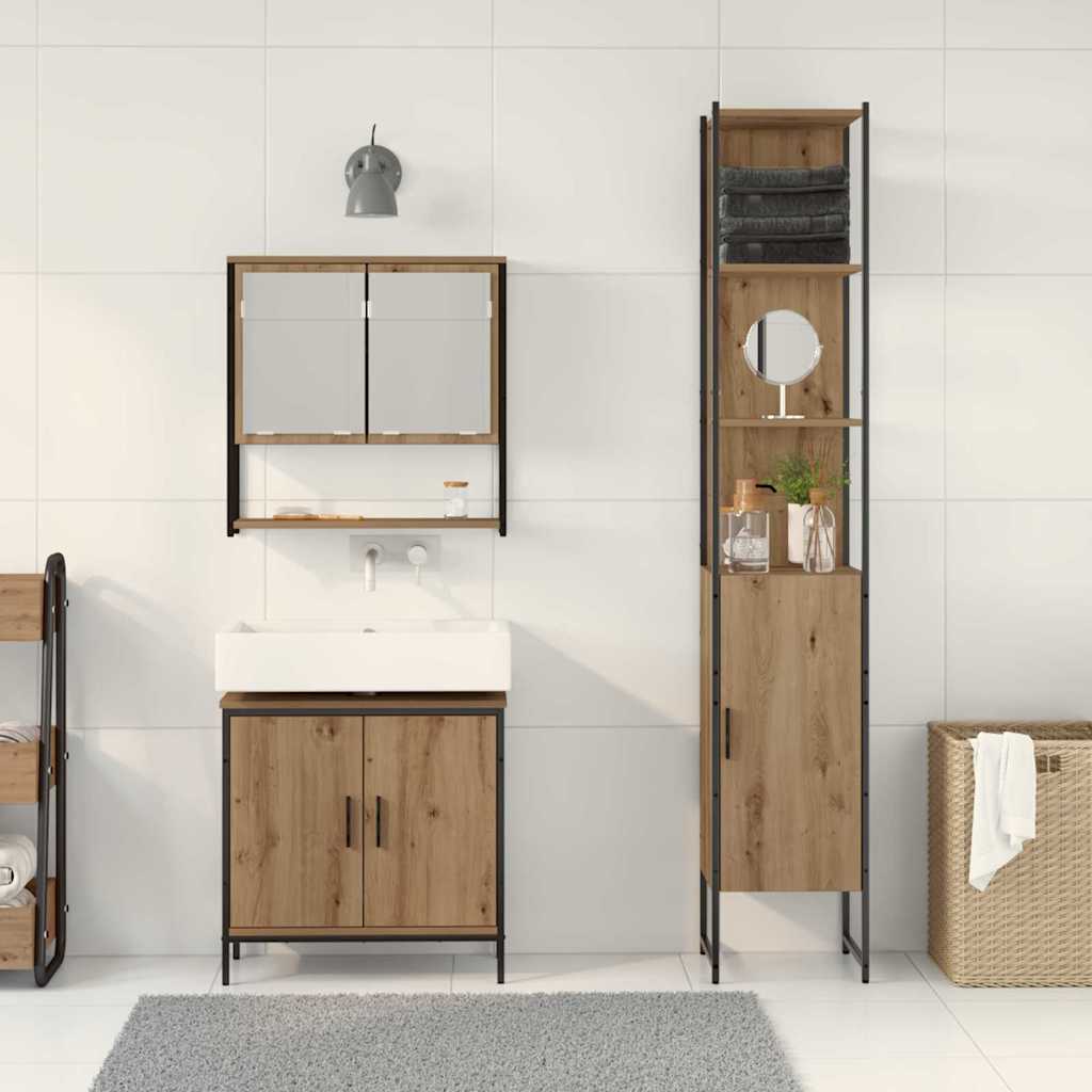 vidaXL Badezimmermöbel-Set 3 Stk. Braun Holzwerkstoff