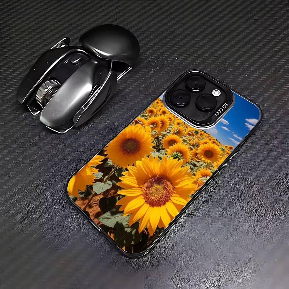 

Sunflower&Sunny Day For iPhone 16,15,14,13,12,11,8,7,Pro,Max,Plus,Mini,XS,SE Anti Fall Black Matte Hard iPhone16plus