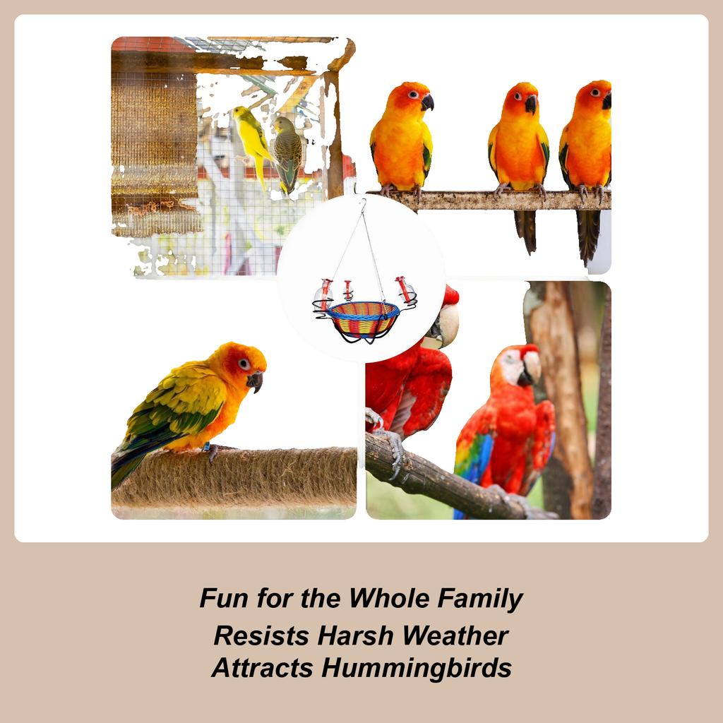 Small Hummingbird Feeder Leak-Proof Water Bowl Wild Bird Feeders With 3 Feeding Ports For Pets Garden Patio Yard Lawn Wildlife