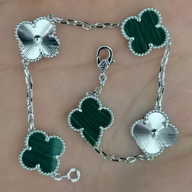 Exquisite Four-leaf Clover Bracelet for Women Five-flower Bracelet Double-sided Natural White Mother-of-pearl and Carnelian Bracelet