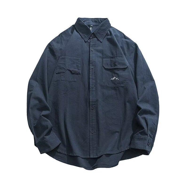 Spring and Autumn Cotton Long-Sleeved Shirt Workwear Retro Coat Mountain Casual Fashion Brand Ruan Handsome Shirt Men