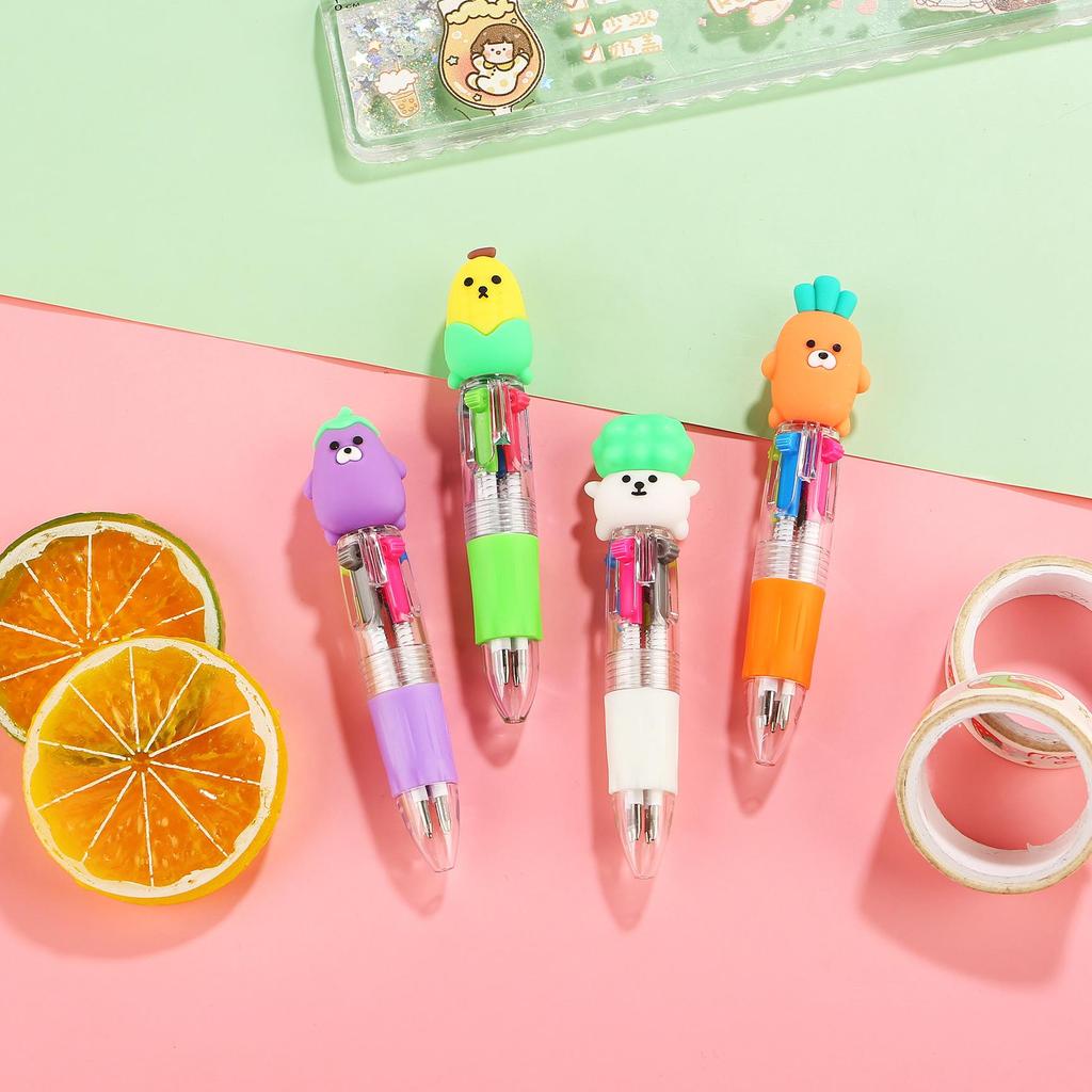Korean Cute Animal Head 4-Color Click Ballpoint Pen