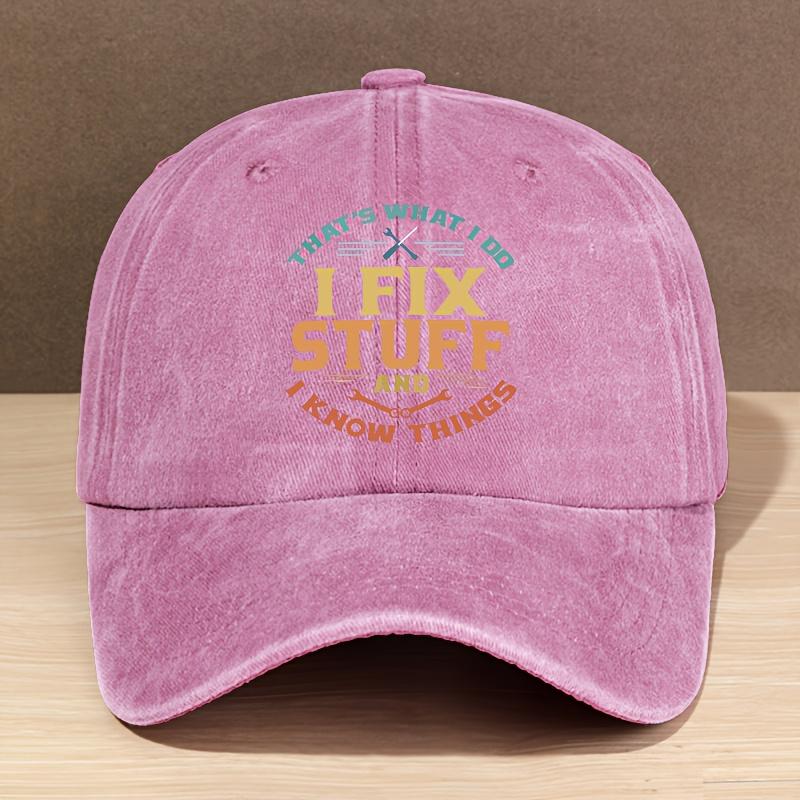 Vintage Ich repariere Sachen und ich wei Dinge Gewaschener BaseballCap Verstellbarer Sitz Leichtes Polyester Perfekt fr