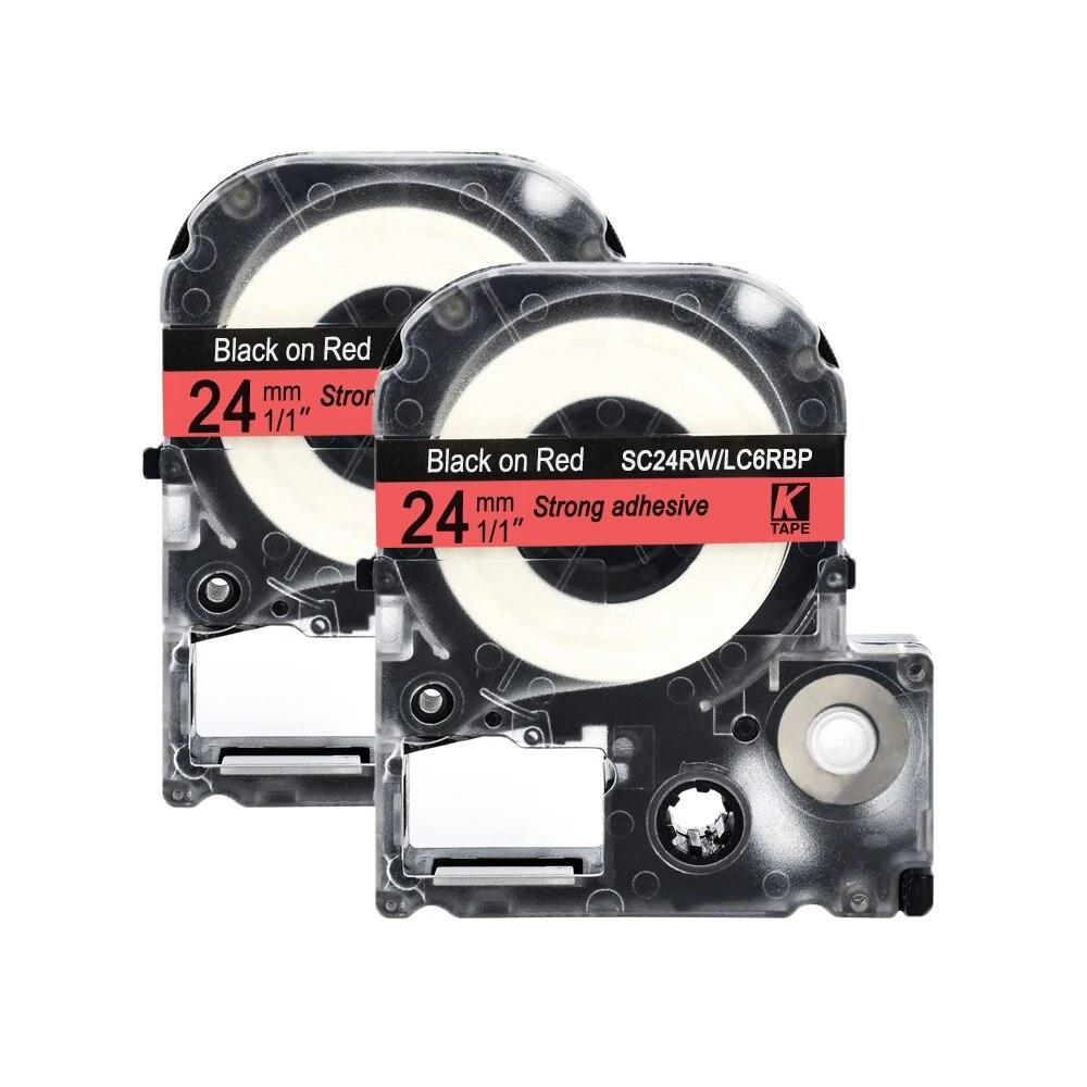 2 pachete de etichete multicolore de 24 mm Bandă de etichete compatibilă Epson LC-6WBN / SS24KW SC24RW SC24BW SD24K pentru imprimanta Epson LW400 500 600