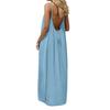 Abito estivo da donna con spalline sottili, senza maniche, schiena scoperta, maxi, ampio, fluttuante, per vacanze al mare