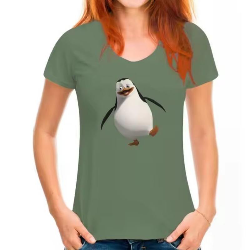 Women's 3D Printed Penguin T-shirt Short Sleeved Animal Casual Wear Cool Street Summer Fashion Hot Selling Comfortable