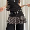 Vintage Punk Double Buckle Belt For Women Rivet Studded PU Leather Gothic Y2K Retro Style