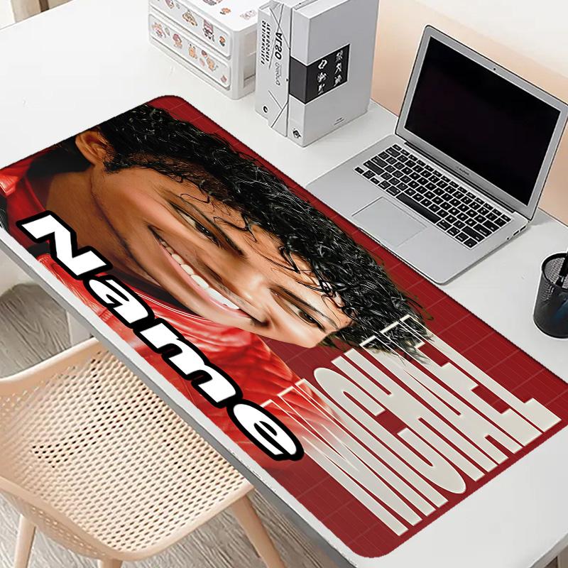Custom Name Personalized Michael Jackson Pattern Mousepad, Laptop PC Desk Mat, Decorative Desk Mat for Home Keyboard Pad Gift