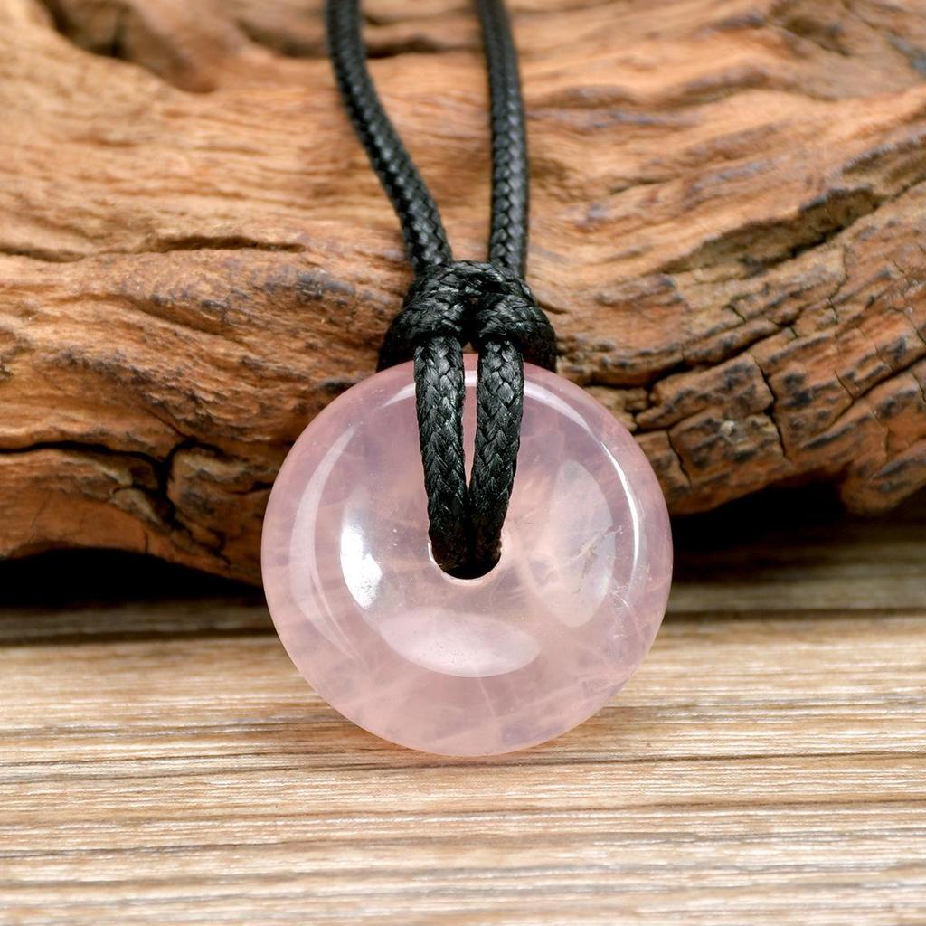 Green Aventurine Round Pendant Necklace with Leather Cord