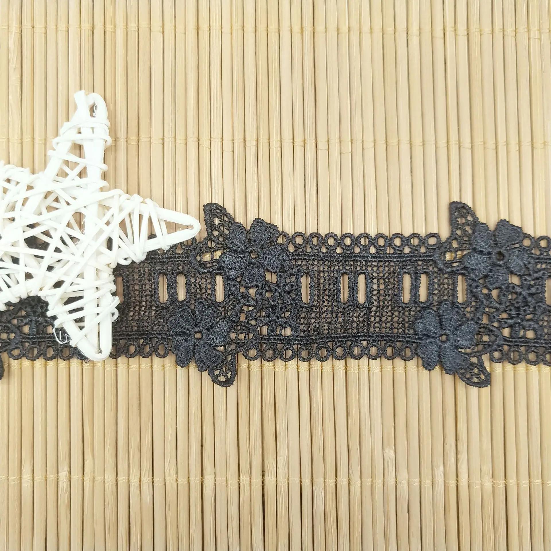 

3 ярда/лот, ширина 4,5 см, хорошее качество, белая/черная вышивка, отверстие для вышивки, может пройти лента, цветок, свадебная кружевная бейка, свадебная одежда 4.5cm*3Yards чёрный