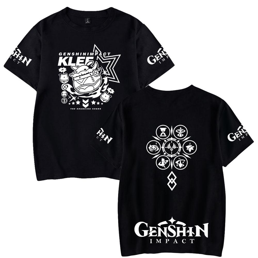 

Футболки Genshin Impact Anime, летние футболки с коротким рукавом, футболки с мультяшным принтом, топы для фитнеса XS белый