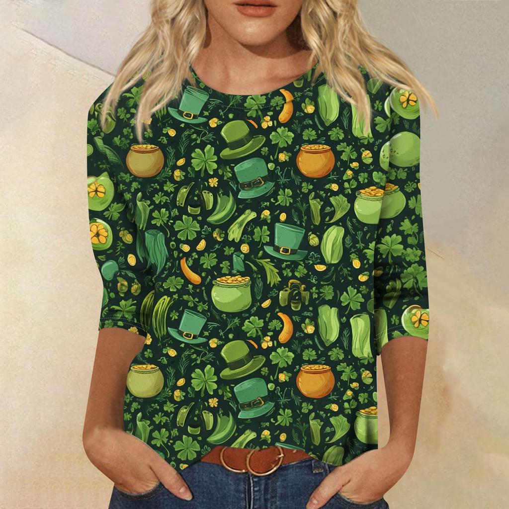 Dámský módní ležérní svetr s kulatým výstřihem a tříčtvrtečním rukávem s potiskem Saint Pao